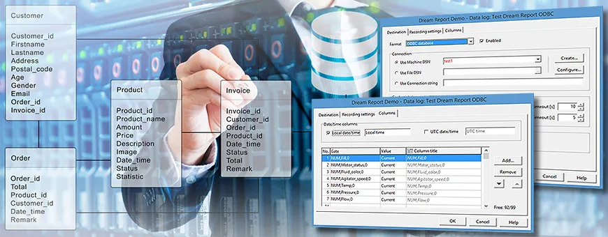 A man designs connections between a database and SCADA software