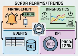SCADA alarms and trends: configuring event history, charts and dashboards