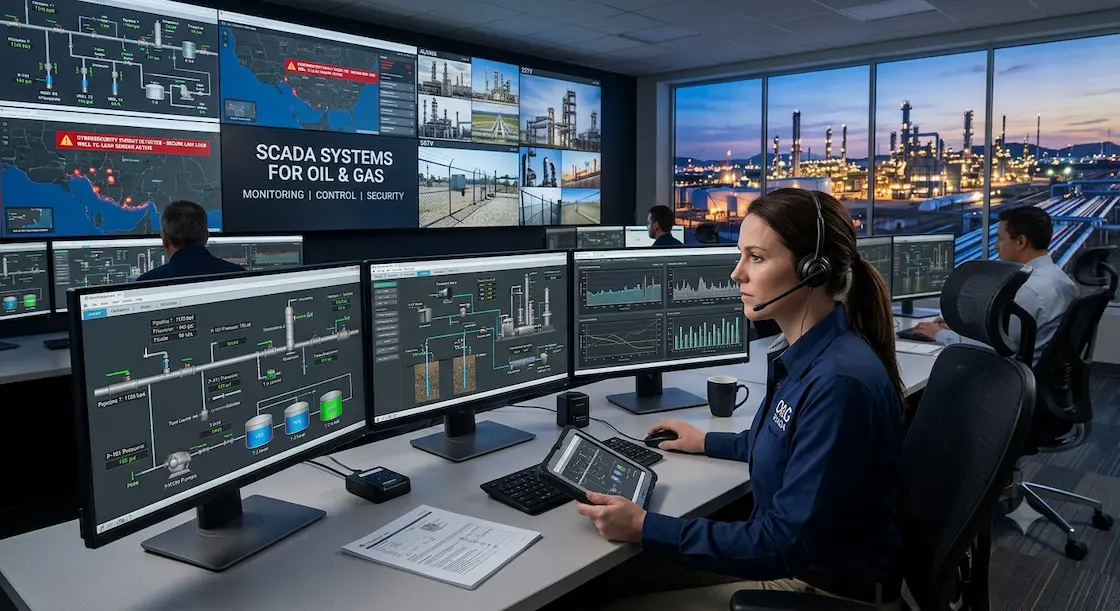 SCADA systems for oil and gas: monitoring, control and security