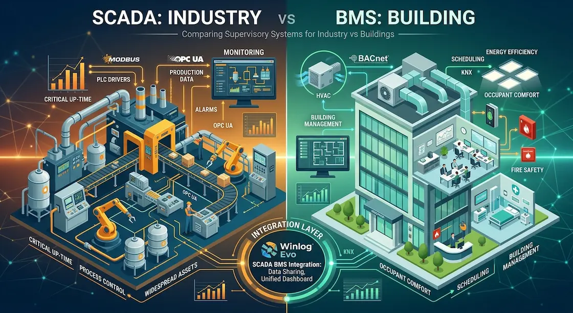 SCADA vs BMS: differences and selection criteria for industry and buildings