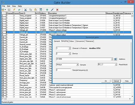 Gate Builder screen, the tool for creating and managing the TAGs database